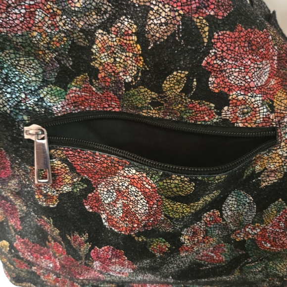 Borse In Pelle Women's Leather Floral Mosaic Patterned Shoulder/Hand Bag - Picture 5 of 11